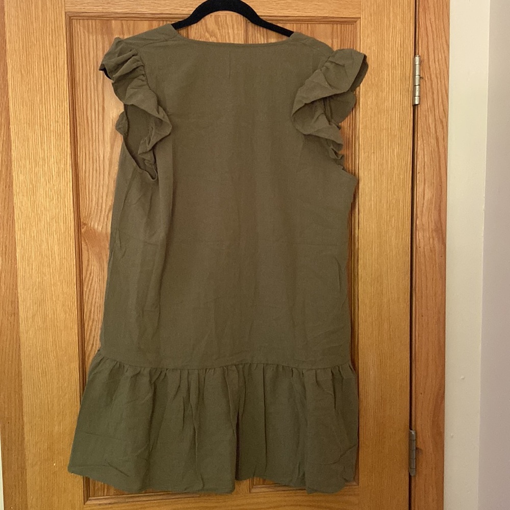 Cupshe Olive Green Button-Front Flounce Dress - Picture 4 of 5